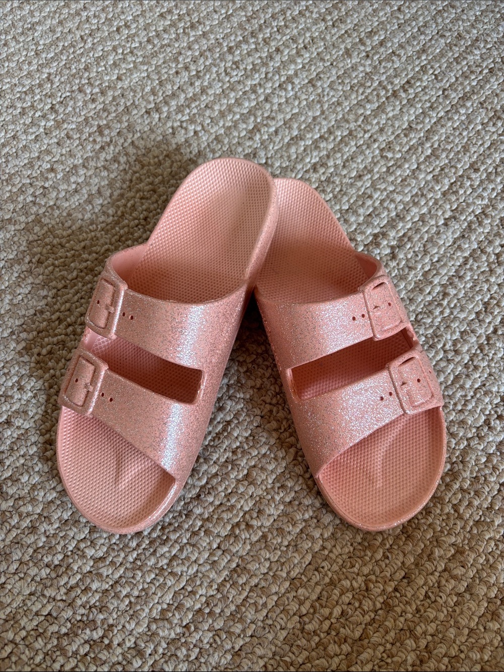 Women's Glitter Double-Strap Slide Sandals - Pink